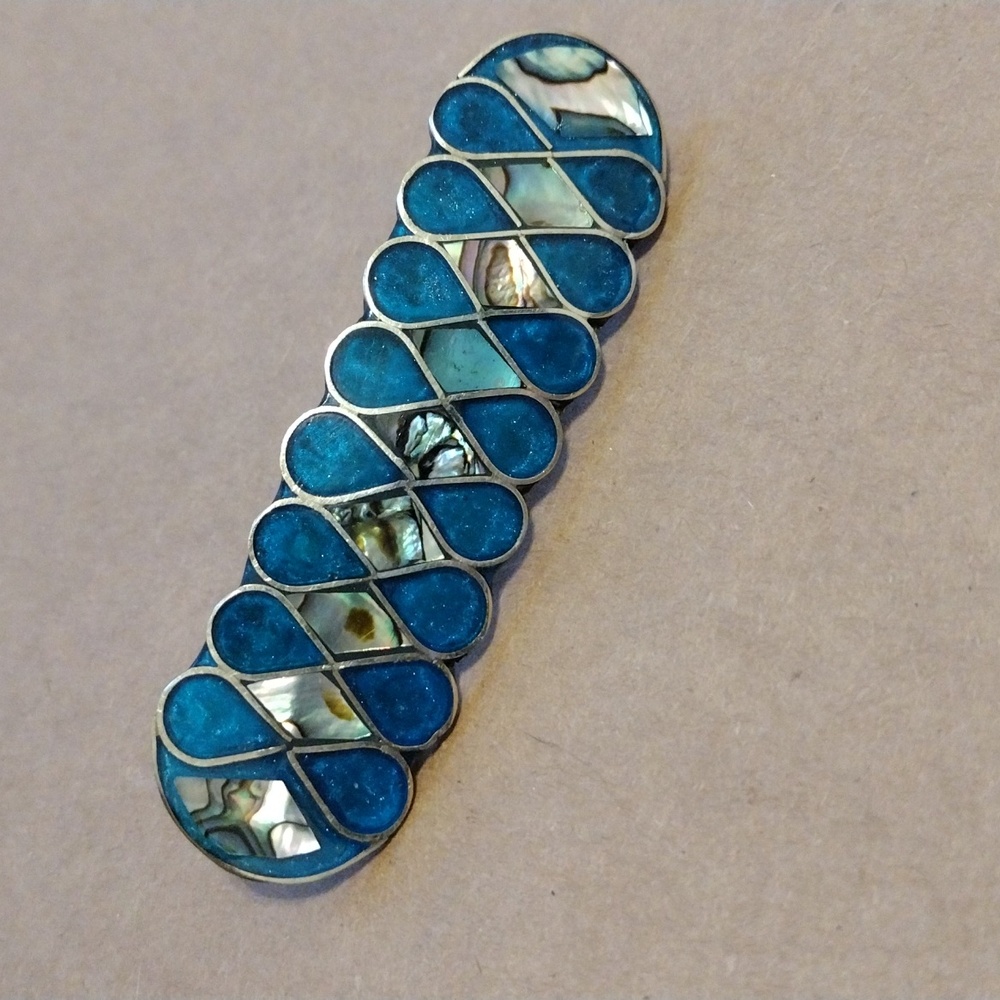 Blue and Green Abalone Barrette